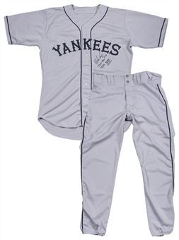 Wade Boggs Game Used, Signed & Inscribed New York Yankees Turn Back The Clock To 1934 Black Yankees Uniform (Yankees COA & JSA)